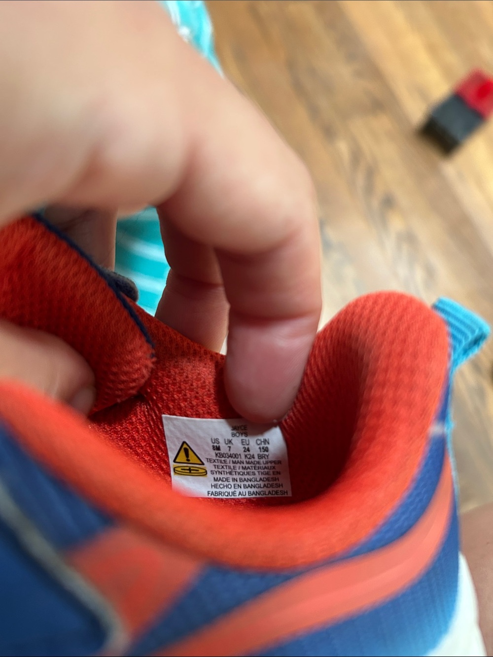 Stride Rite Kids Blue and orange Velcro Athletic light up Sneakers - Picture 5 of 6